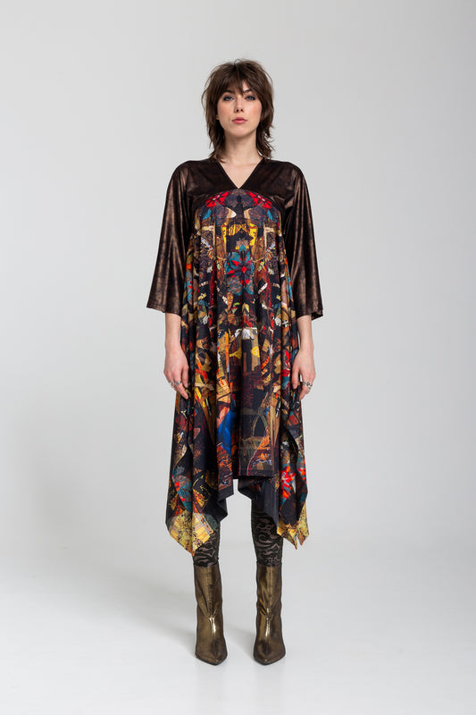 midi dress with bias cut finish