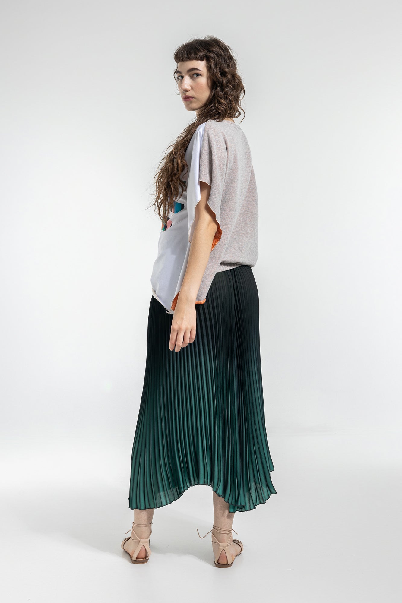 pleated midi skirt gradient fabric