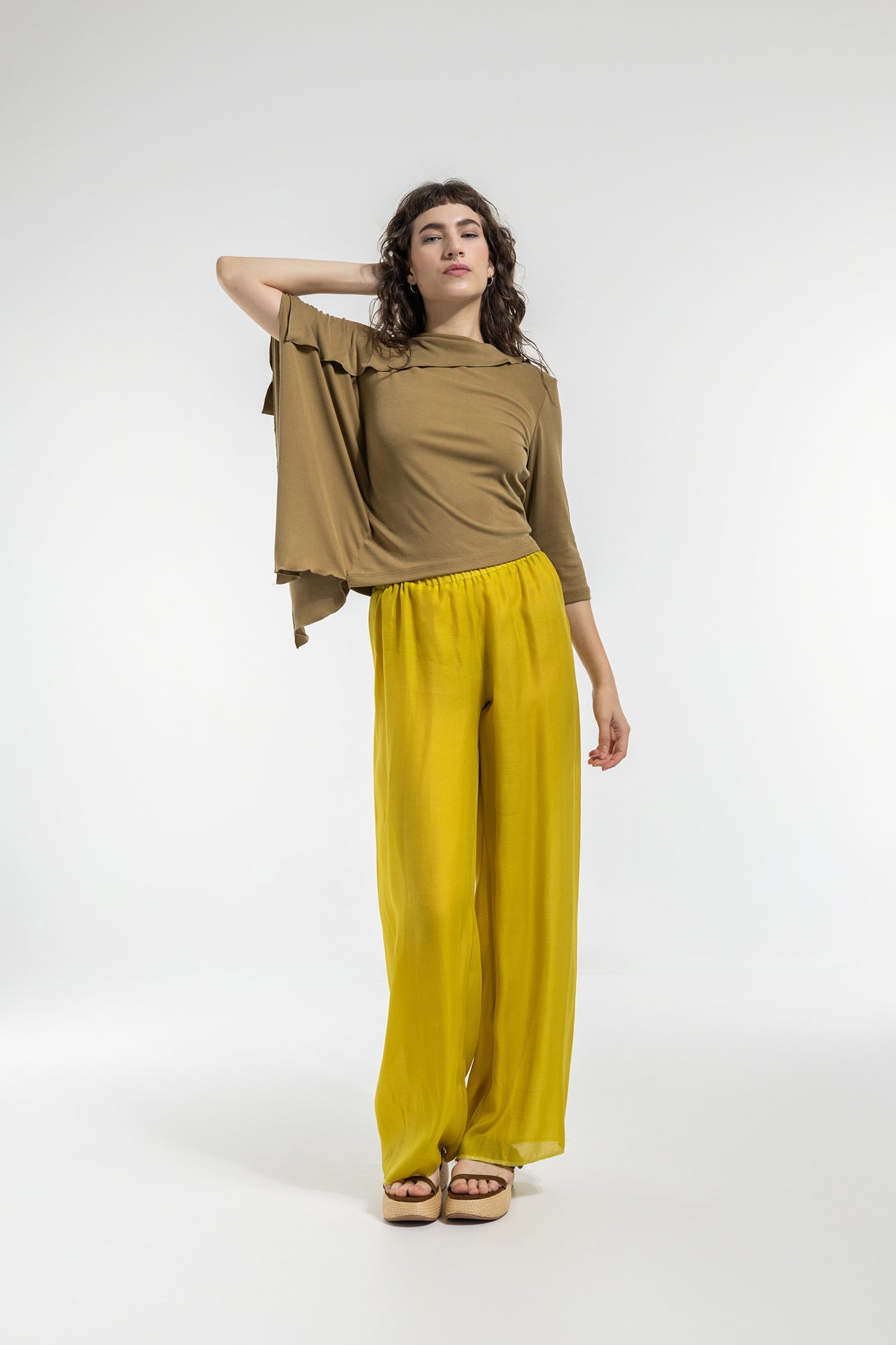 fluid palazzo pants translucent fabric