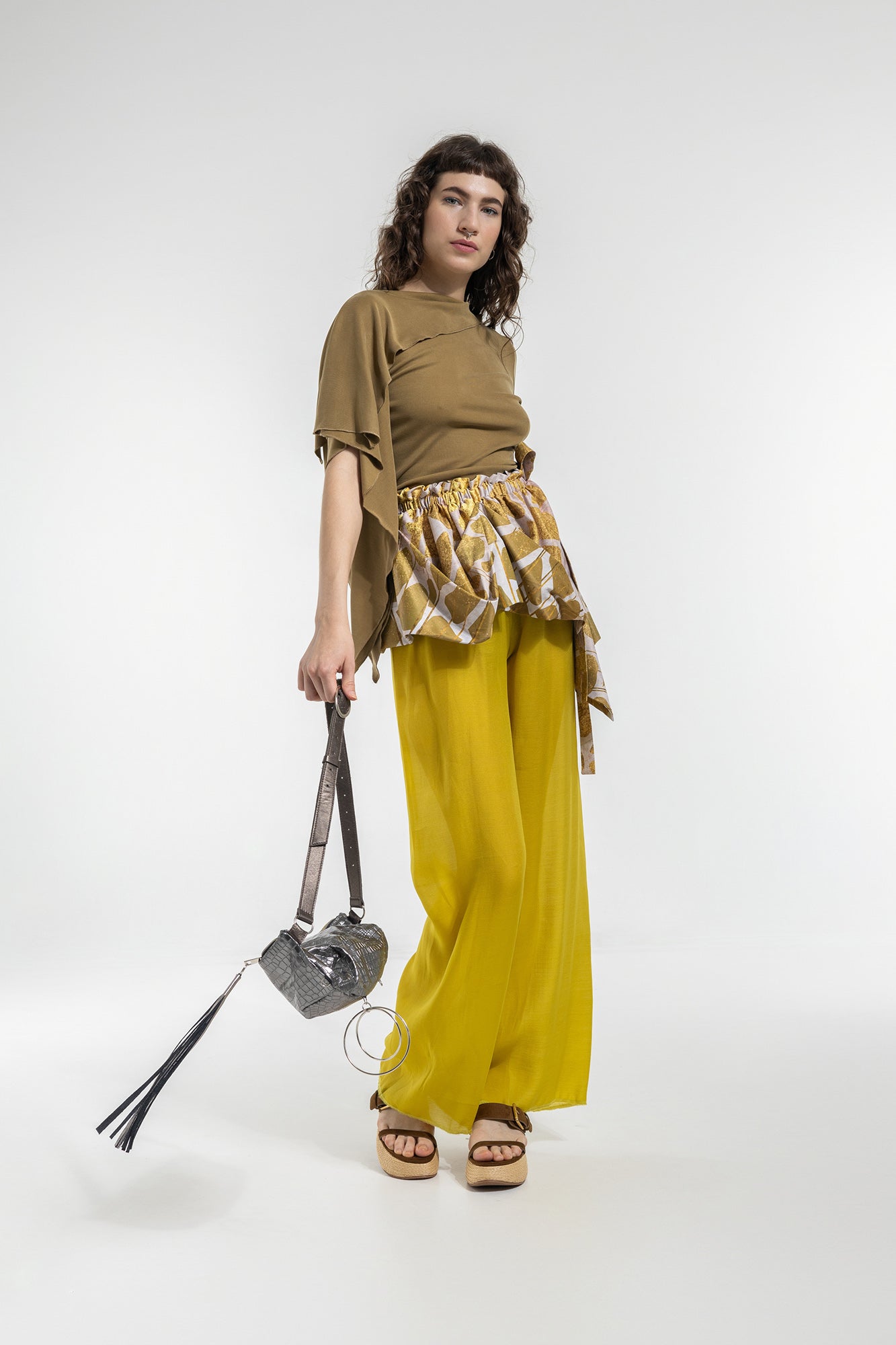 fluid palazzo pants with short lining