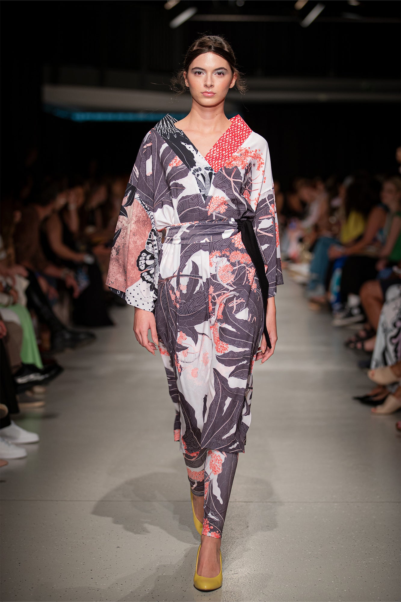 berry midi dress on the runway of Budapest Central European Fashion Week Artista Budapest