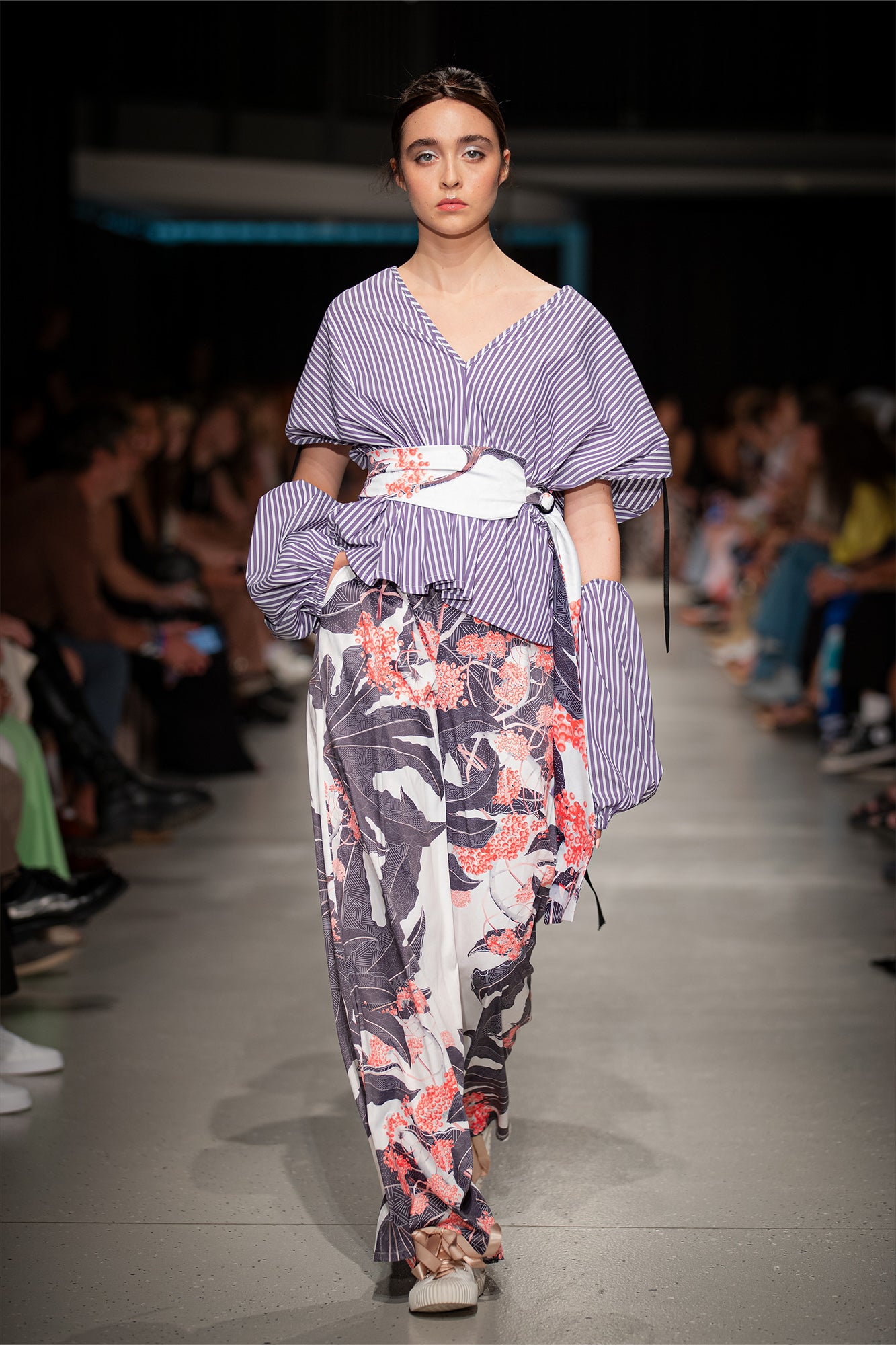 berry palazzo pants on the runway of Budapest Central European Fashion Week Artista Budapest