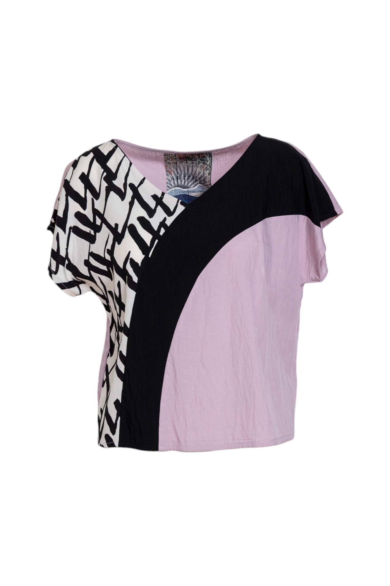 v-neck top with colourblock design artista budapest