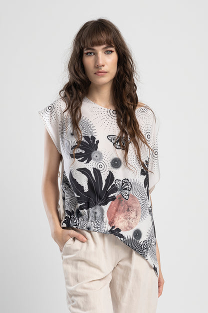 asymmetric short sleeve top artista budapest