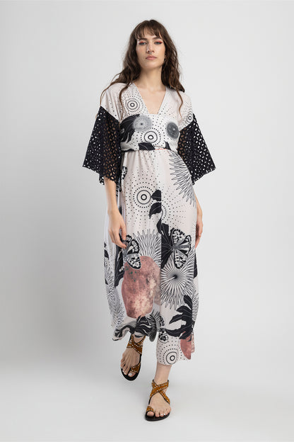 midi dress with short black sleeves artista budapest
