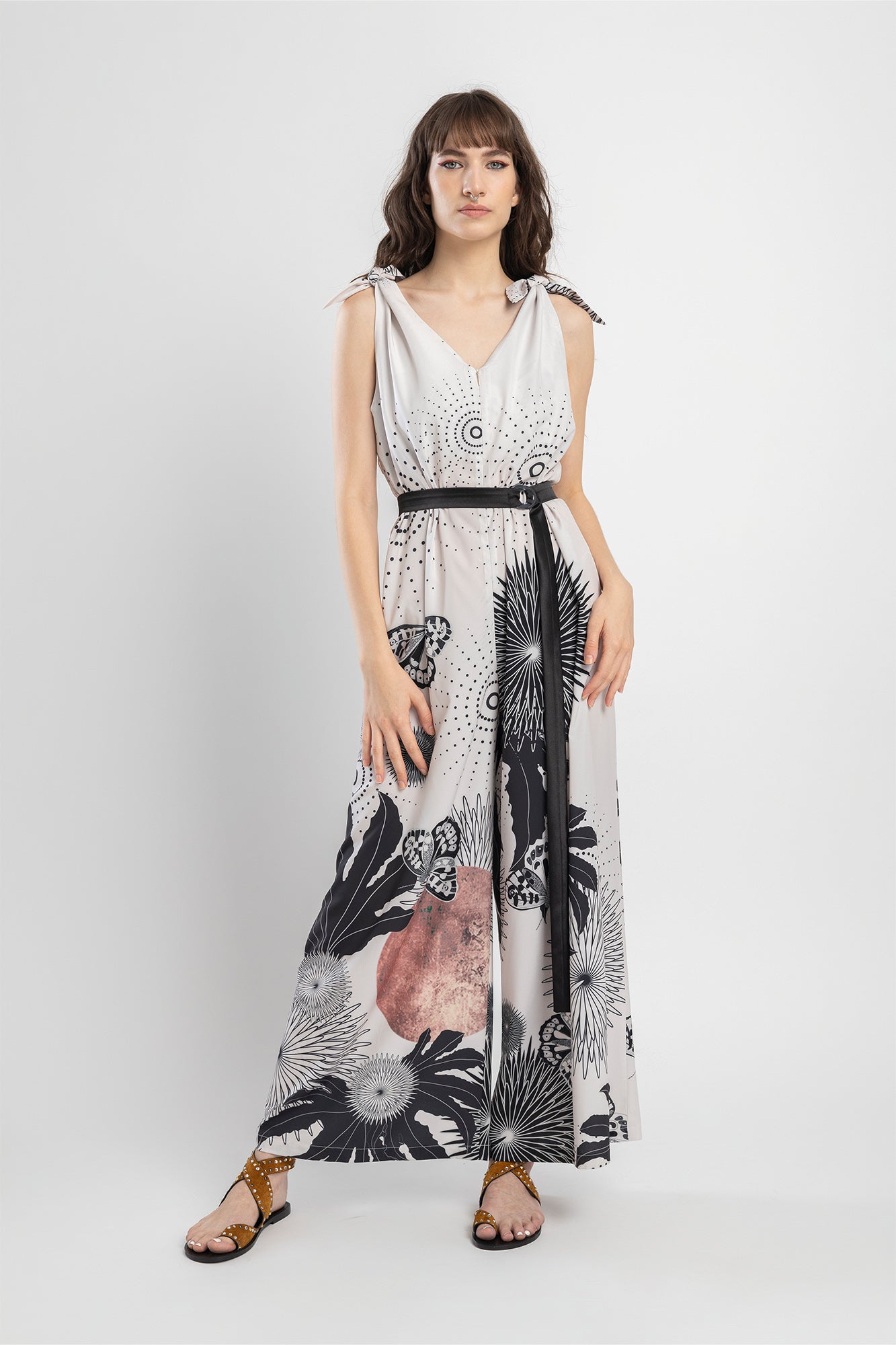 palazzo leg jumpsuit with adjustable shoulder strap artista budapest