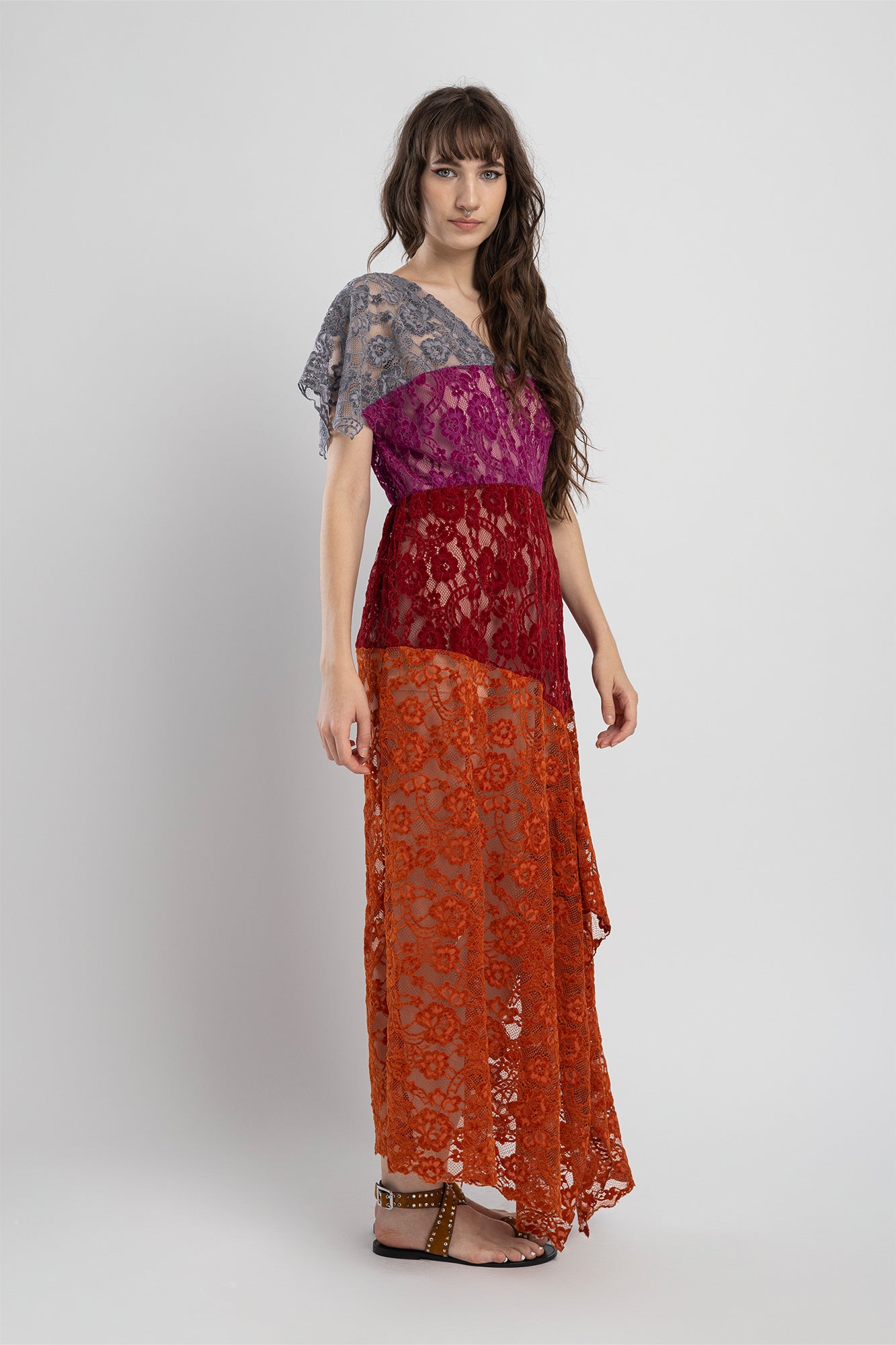 lace maxi dress colourblock design artista budapest