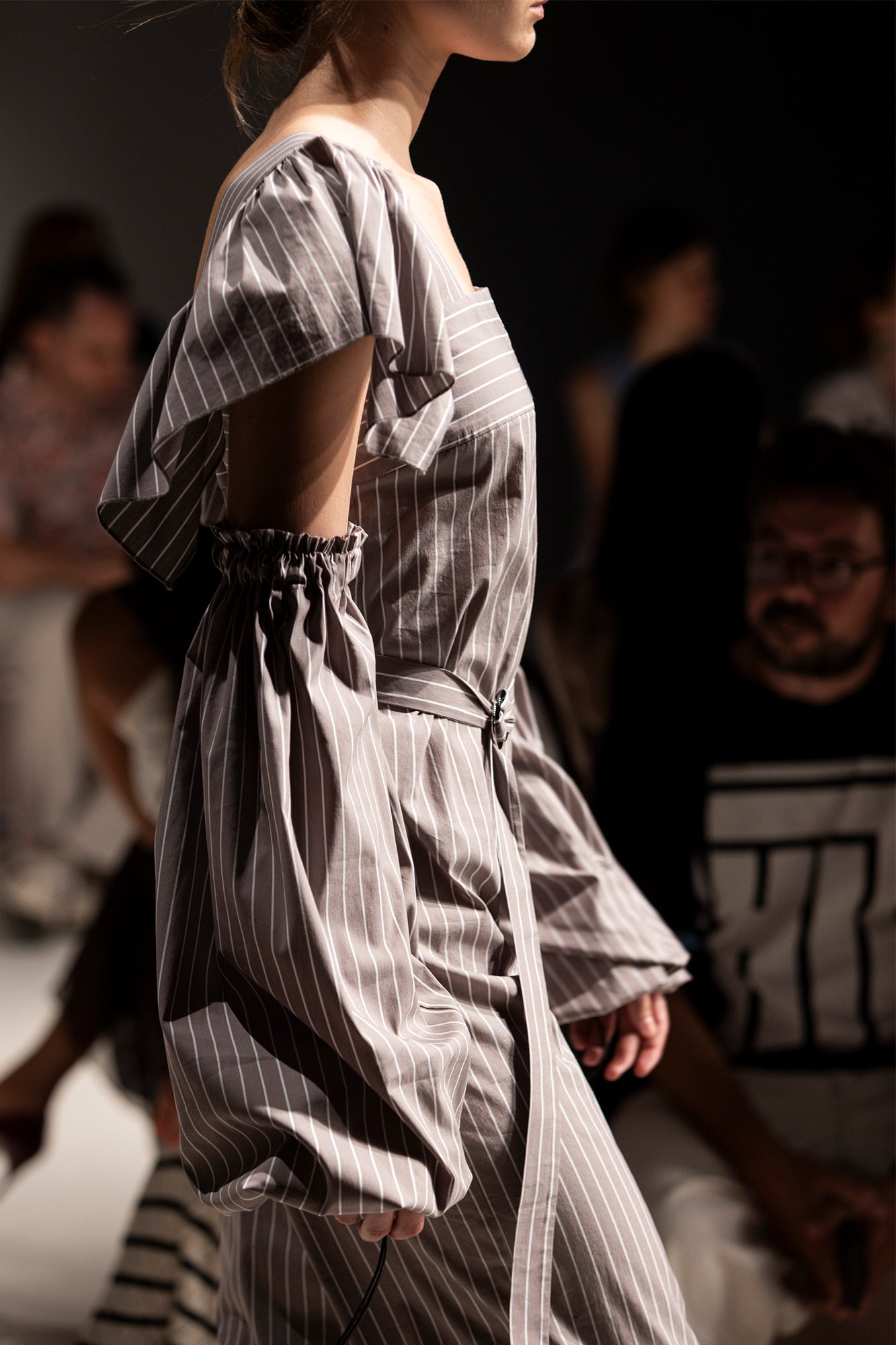 line frilled jumpsuit catwalk at budapest central european fashion week