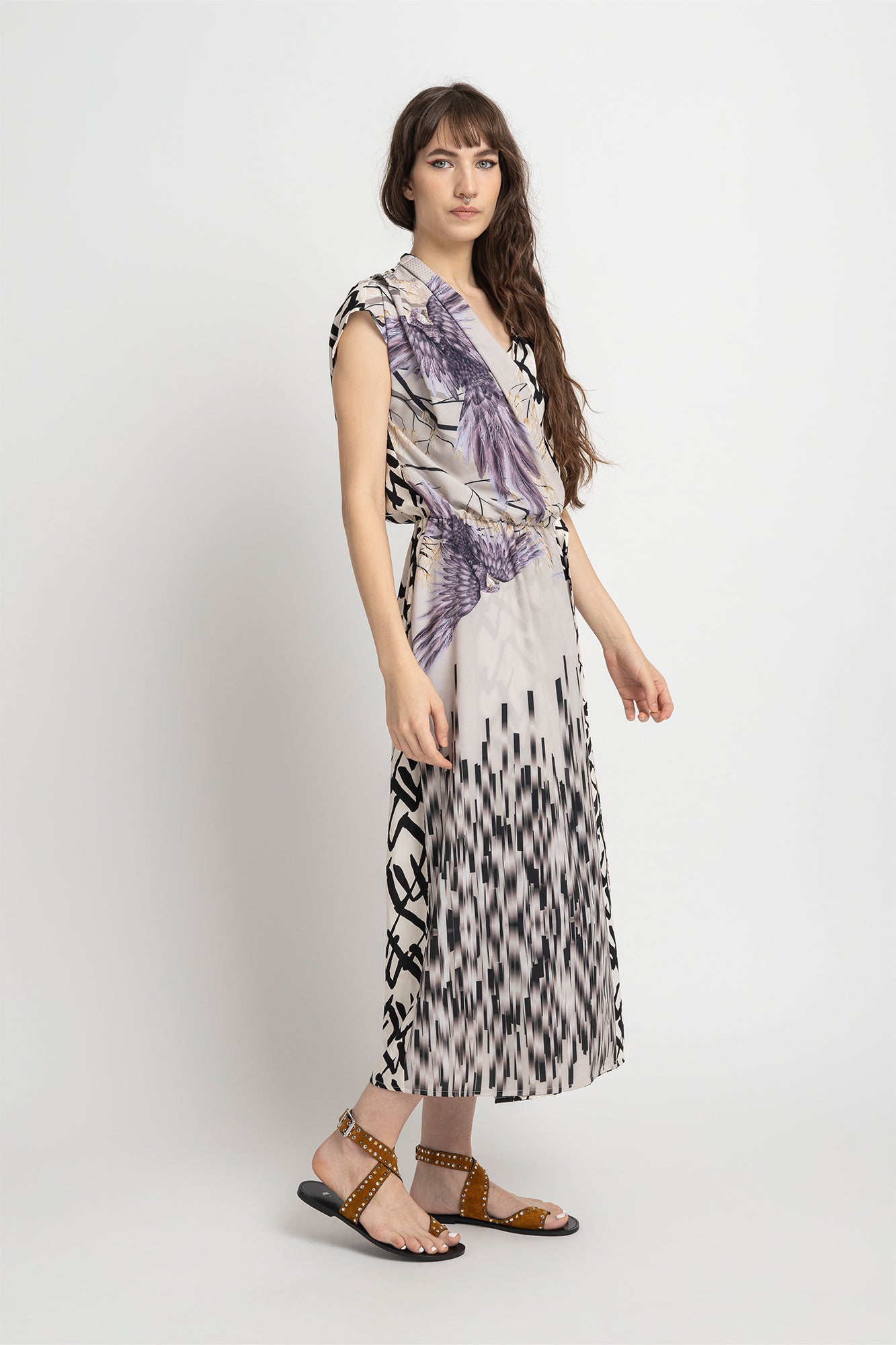 wrap maxi dress unique printed design artista budapest