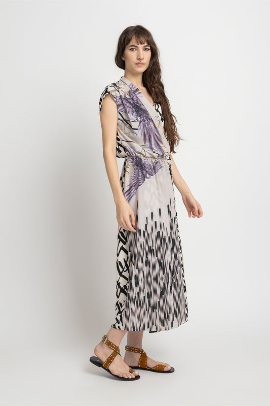 wrap maxi dress unique printed design artista budapest