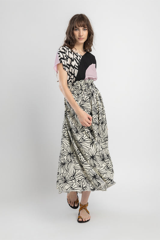unique printed a-line midi skirt artista budapest
