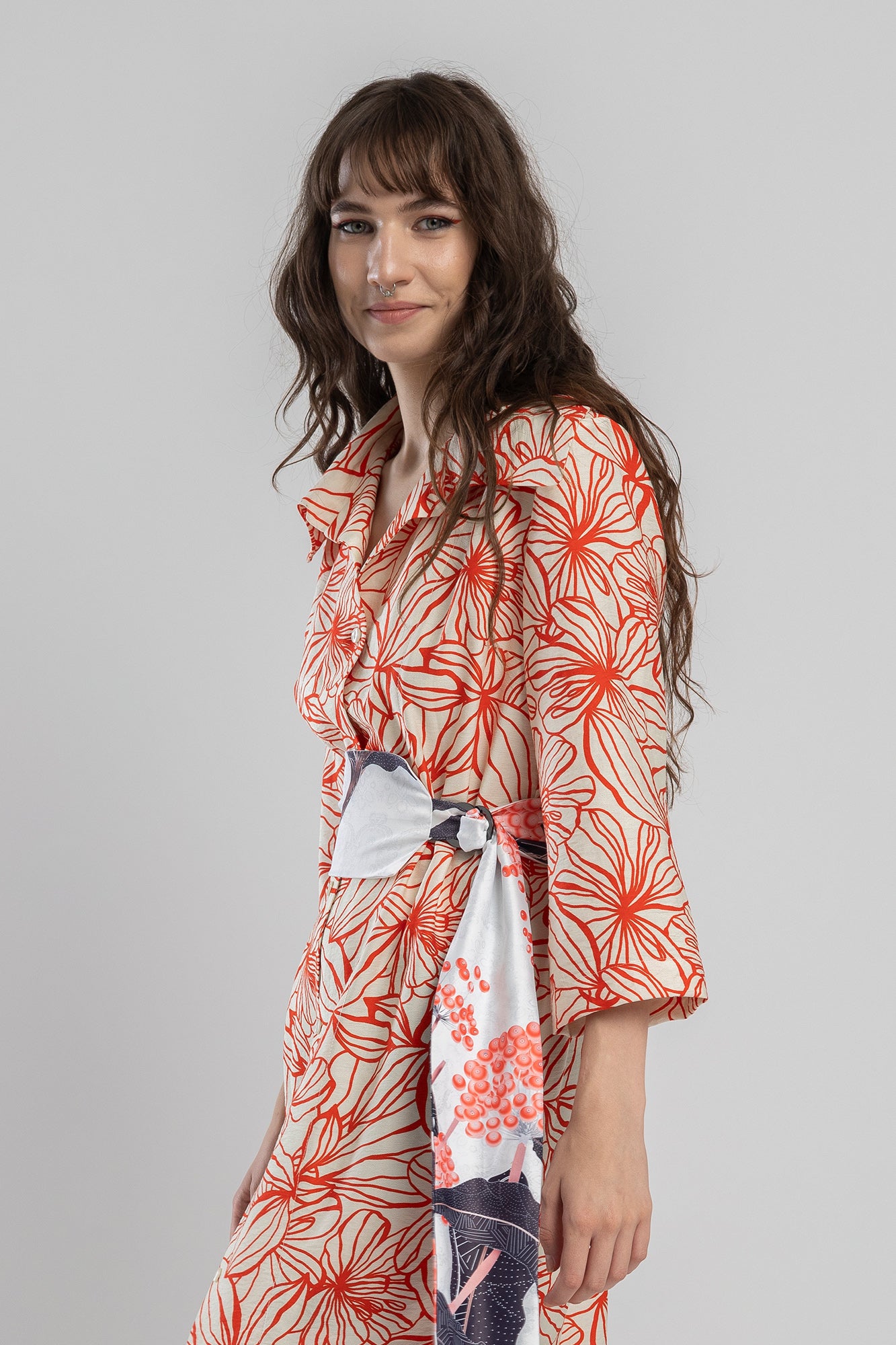 unique printed shirt dress with inset printed tie belt artista budapest