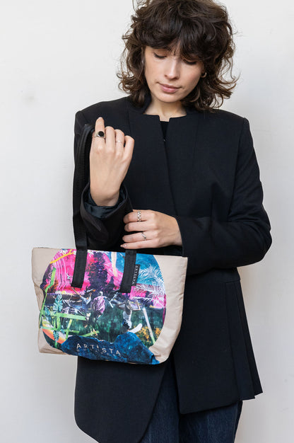 RUN printed mini tote bag