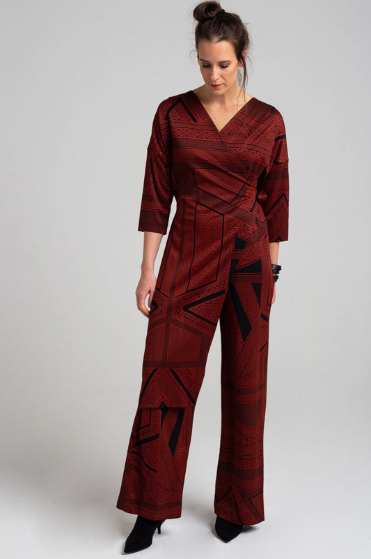 jacquard overlapped jumpsuit