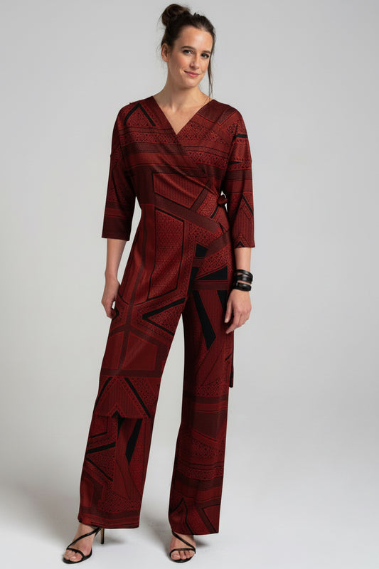 jacquard overlapped jumpsuit full lenght cut