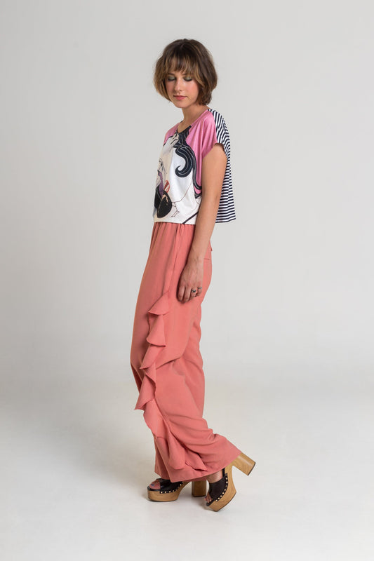 printed crop top with short sleeves artista budapest