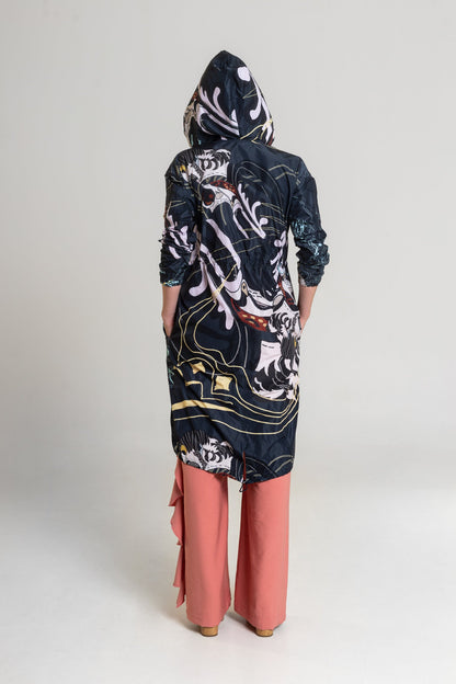 unique printed hooded jacket artista budapest