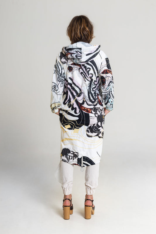 hooded unique printed waterresistant jacket artista budapest