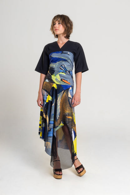 printed skirt with elastic waistline artista budapest