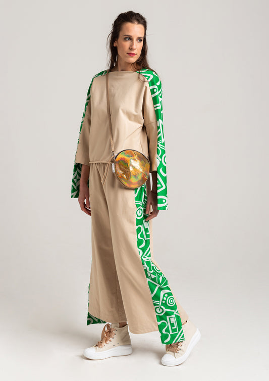 soft cotton jumper with geometric details on arms artista budapest