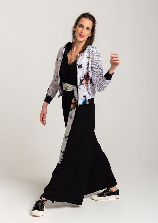 unique printed bomber jacket ribbed waist artista budapest