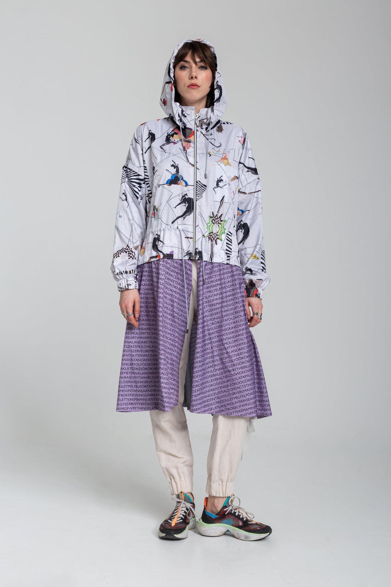 hooded jacket with drawstring on waist artista budapest