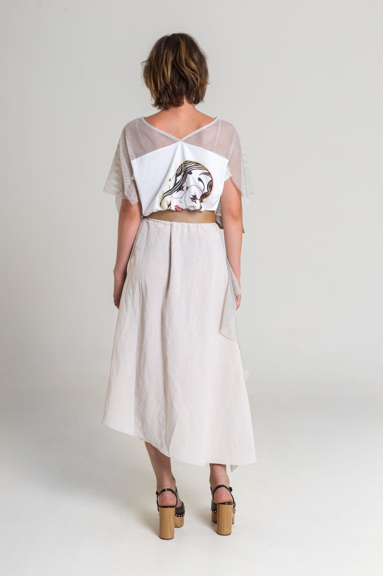 asymmetric bias cut maxi made of linen viscose blend artista budapest