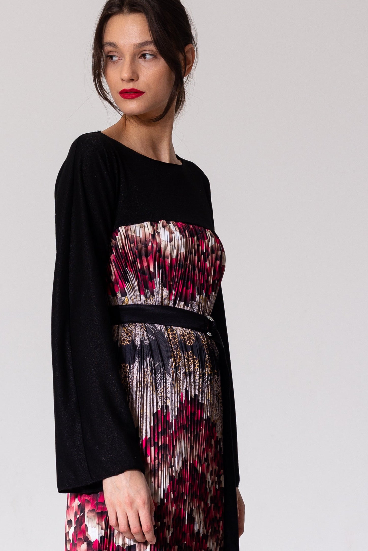 pleated midi dress