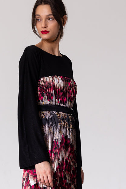 pleated midi dress