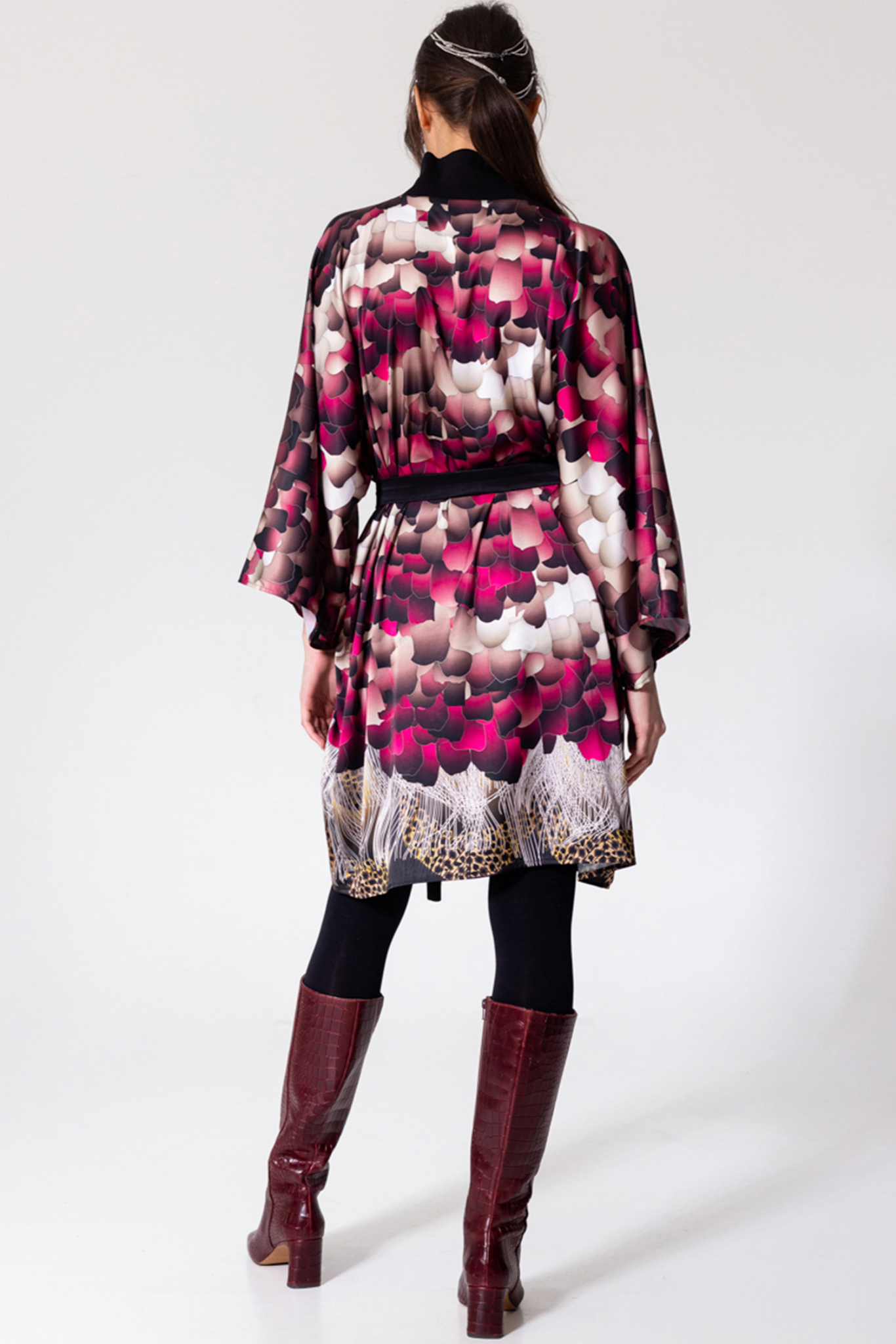 satin dress with unique turtleneck finish