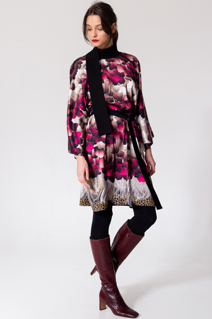satin dress with unique prints