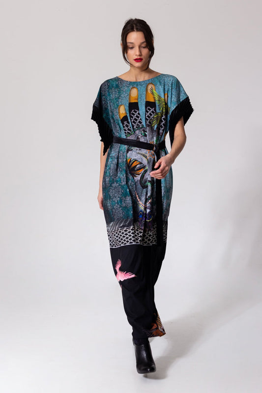 maxi dress with inset tie belt