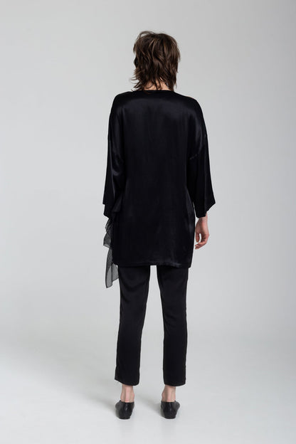 Anni Printed Black Kimono