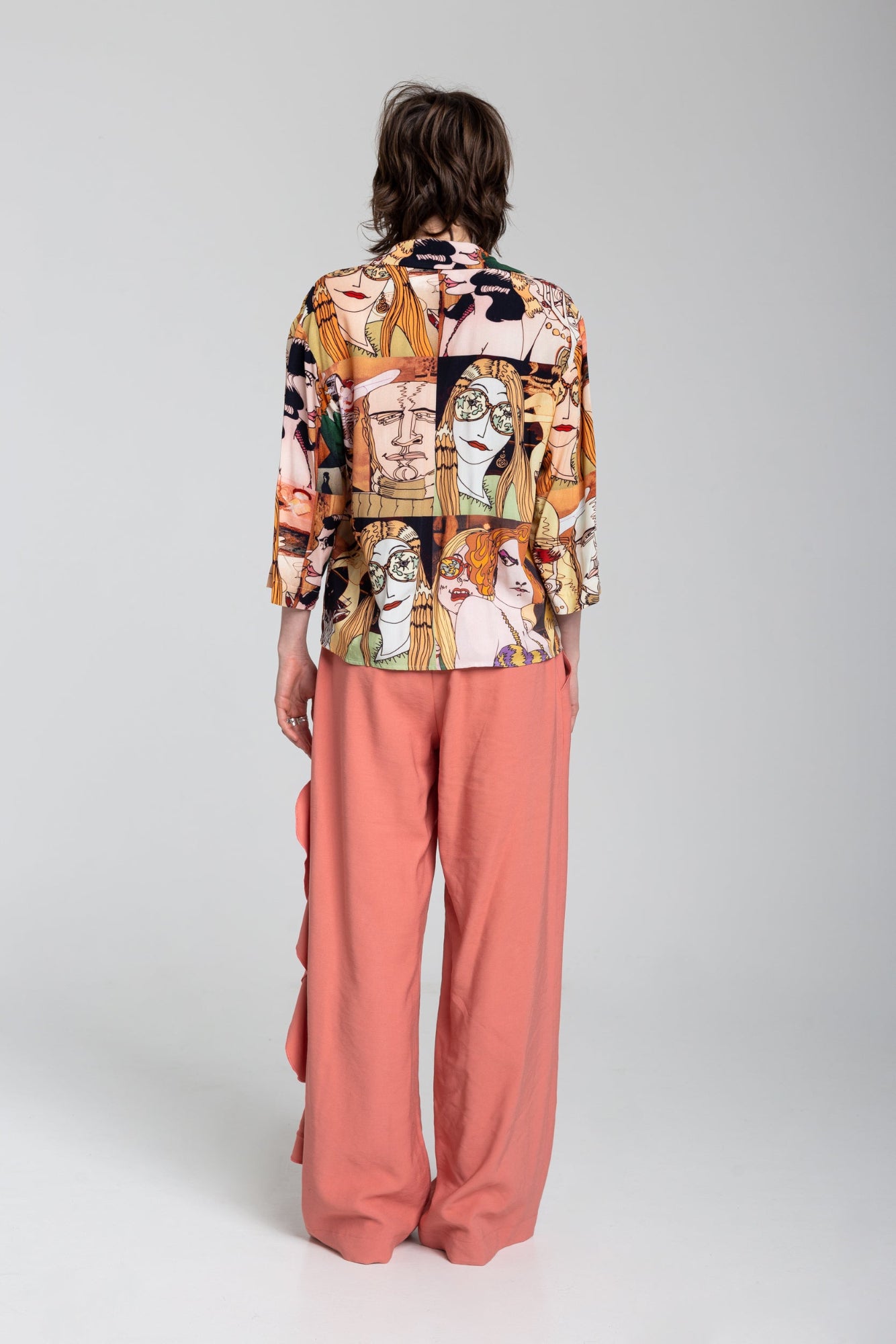 printed shirt from polyester satin blend artista budapest