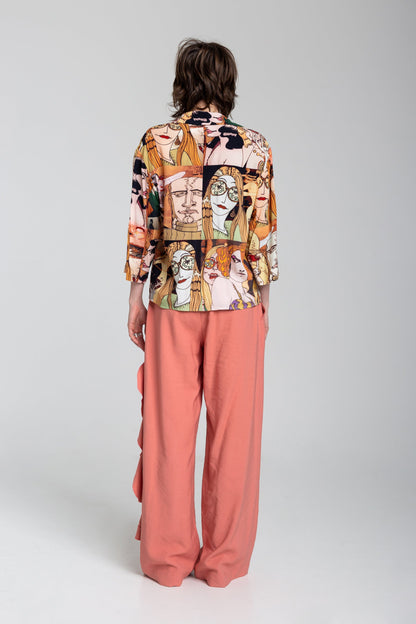 printed shirt from polyester satin blend artista budapest