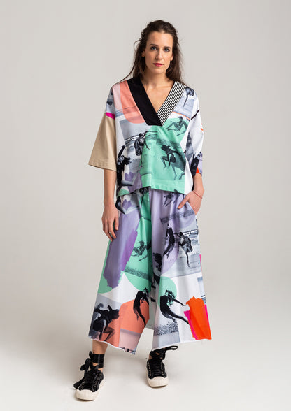 unique printed top with v-neckline artista budapest