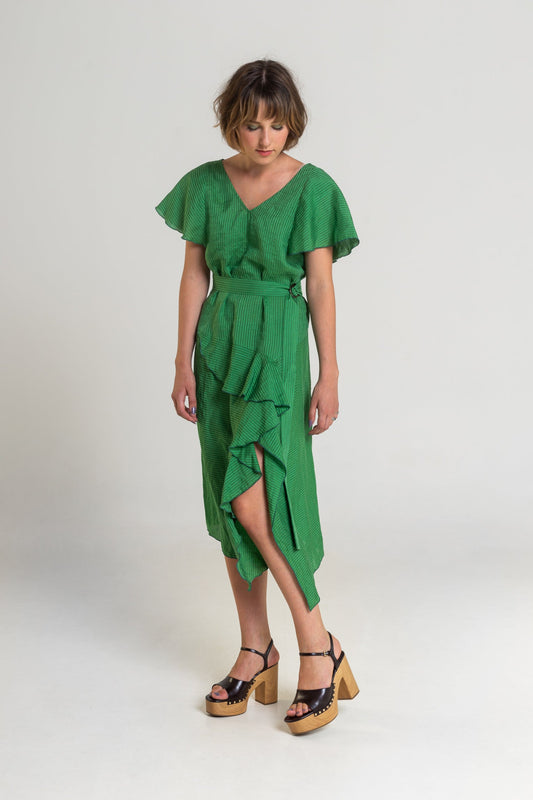 v-neck on back and on front midi cut dress artista budapest