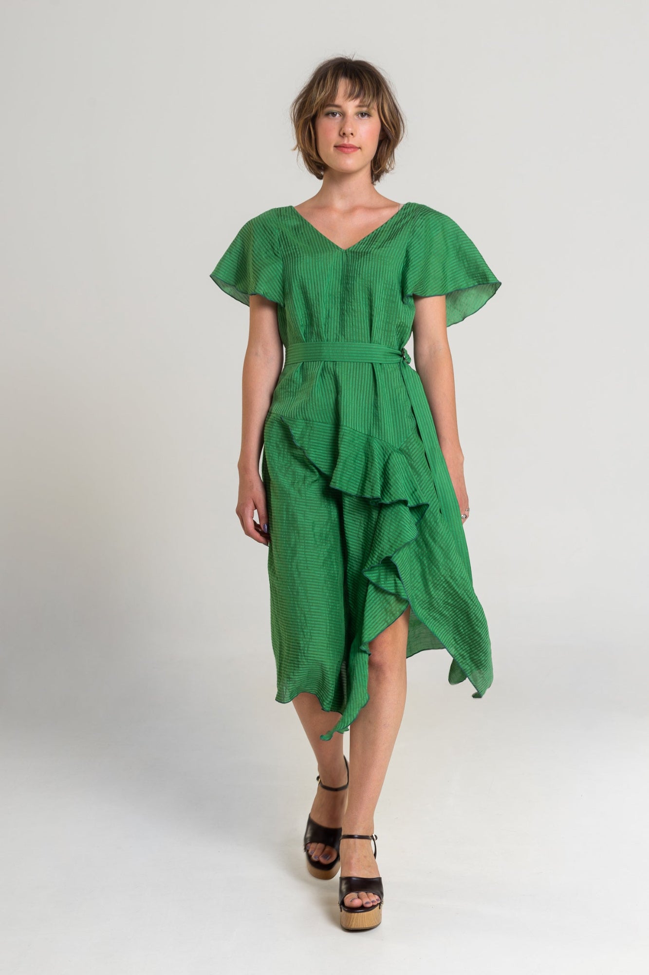 midi cut dress with frills artista budapest