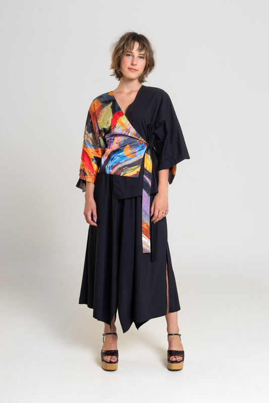 kimono blouse with overlapped design artista budapest