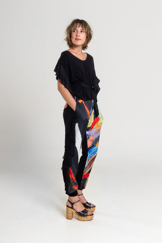 printed jogger pants with side pockets artista budapest