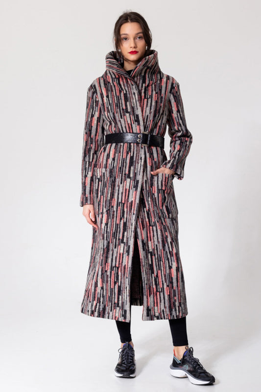 knitted coat overlapped design