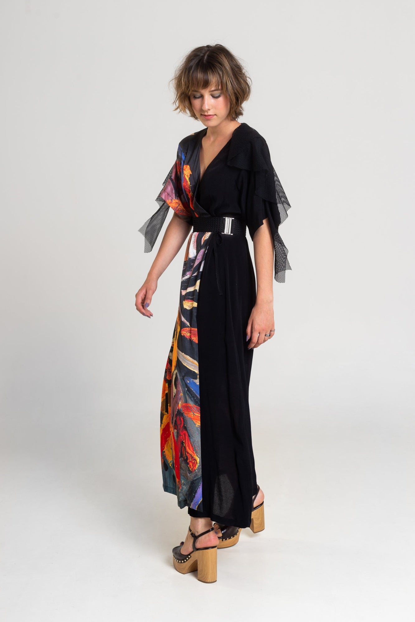 printed maxi dress with v-neckline artista budapest