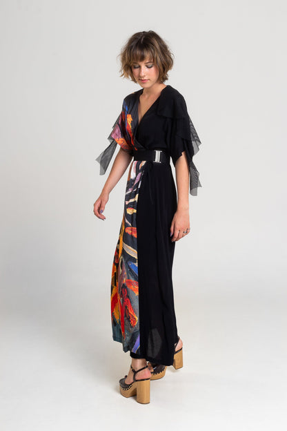 printed maxi dress with v-neckline artista budapest