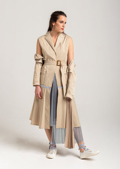 transformative trench coat with removable sleeves artista budapest