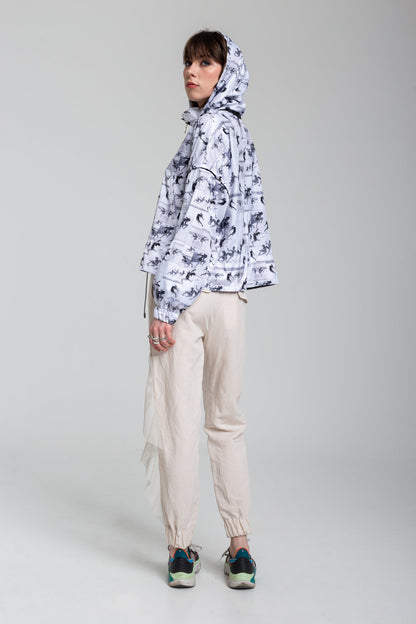 Hooded waterresistant jacket with drawstring on waist artista budapest