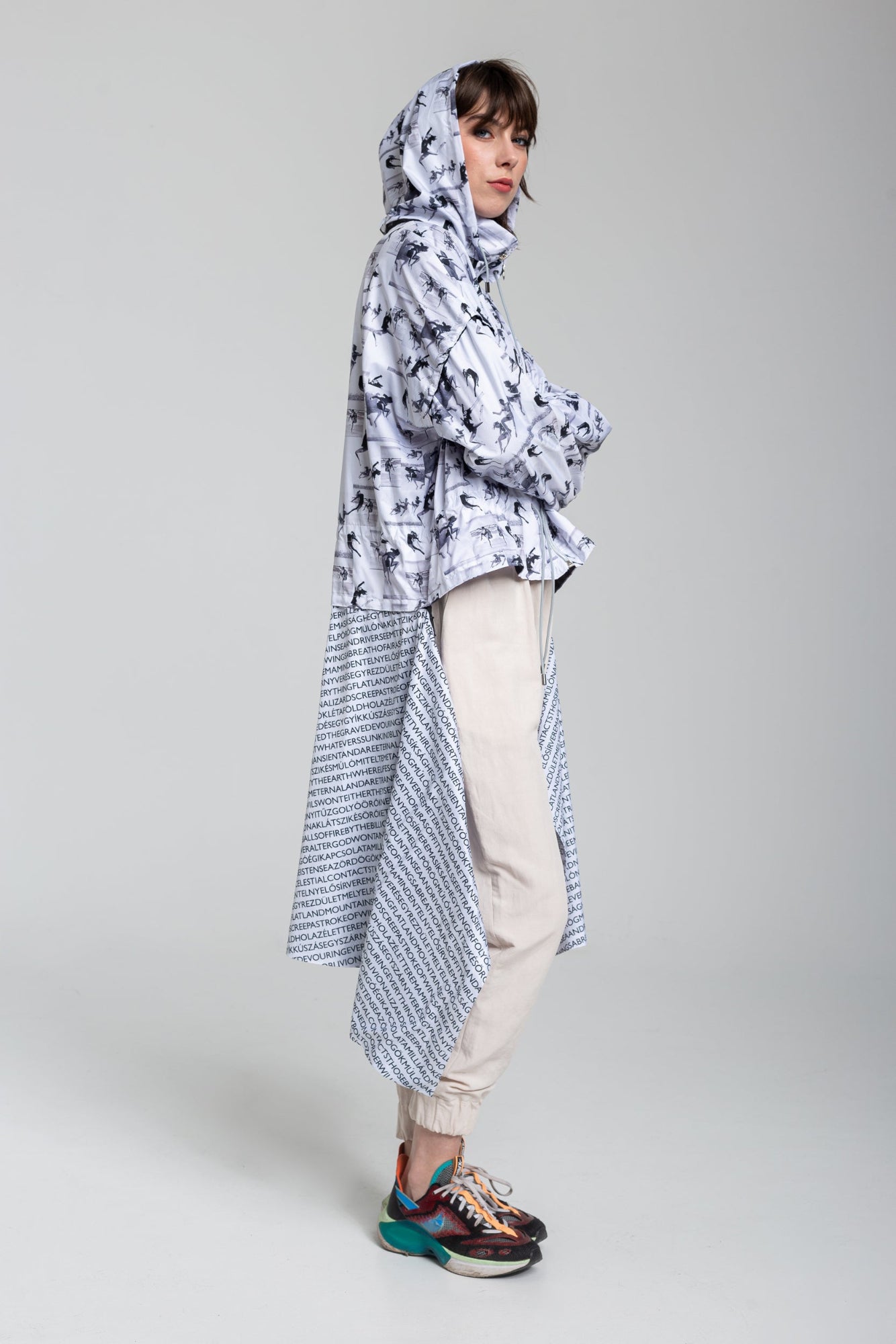 unique printed waterresistant hooded rain jacket artista budapest